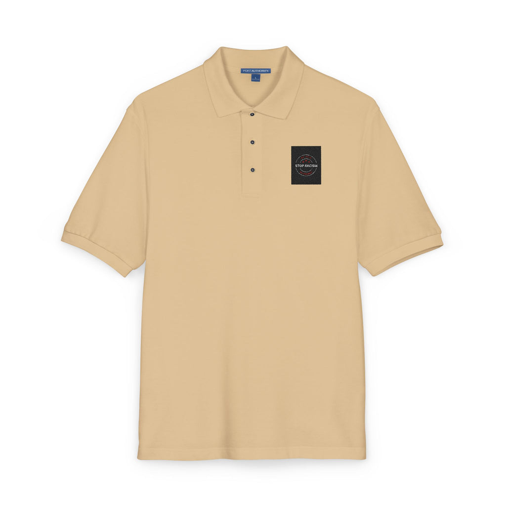 Embroidered 'Just Breathe' White Polo Shirt