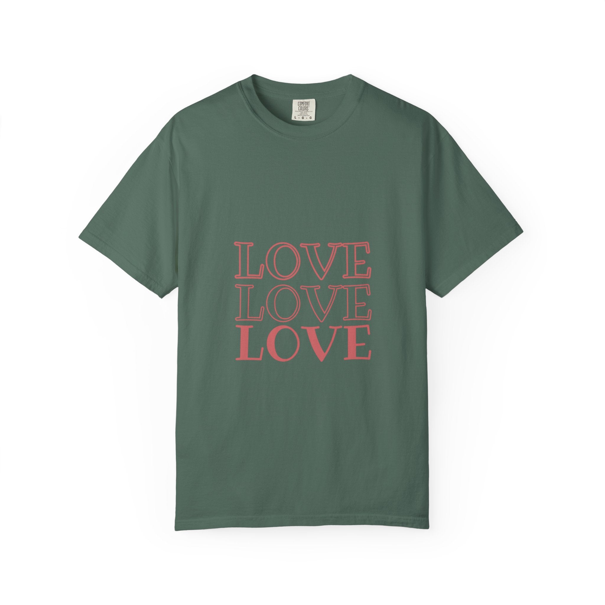 Love Love Love T-Shirt — Vintage Pink Stacked Text Tee