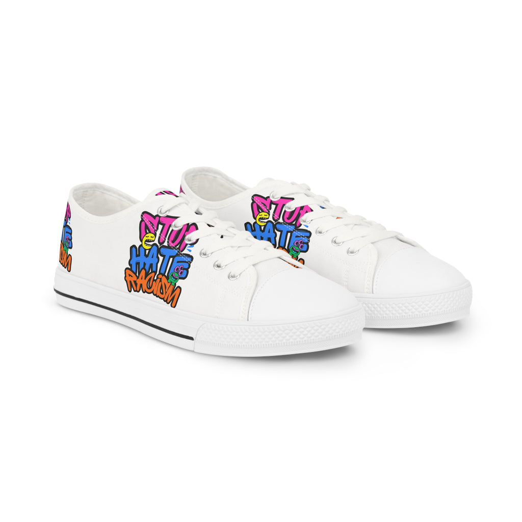 Low Top Sneakers — Colorful 'Stop Hate, Spread Love' Graffiti Design
