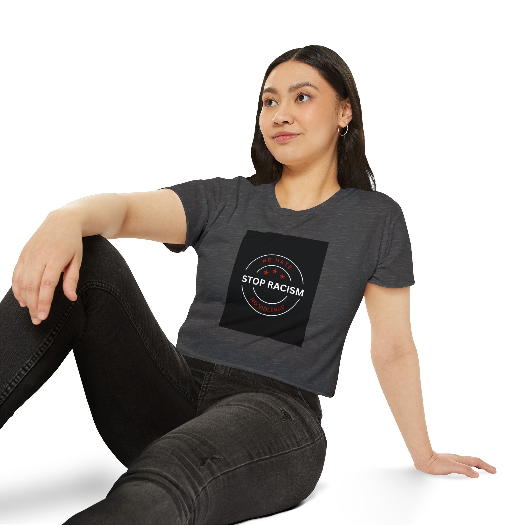 Stop Racism Crop Top — Anti-Racism Statement Women's Festival Tee
