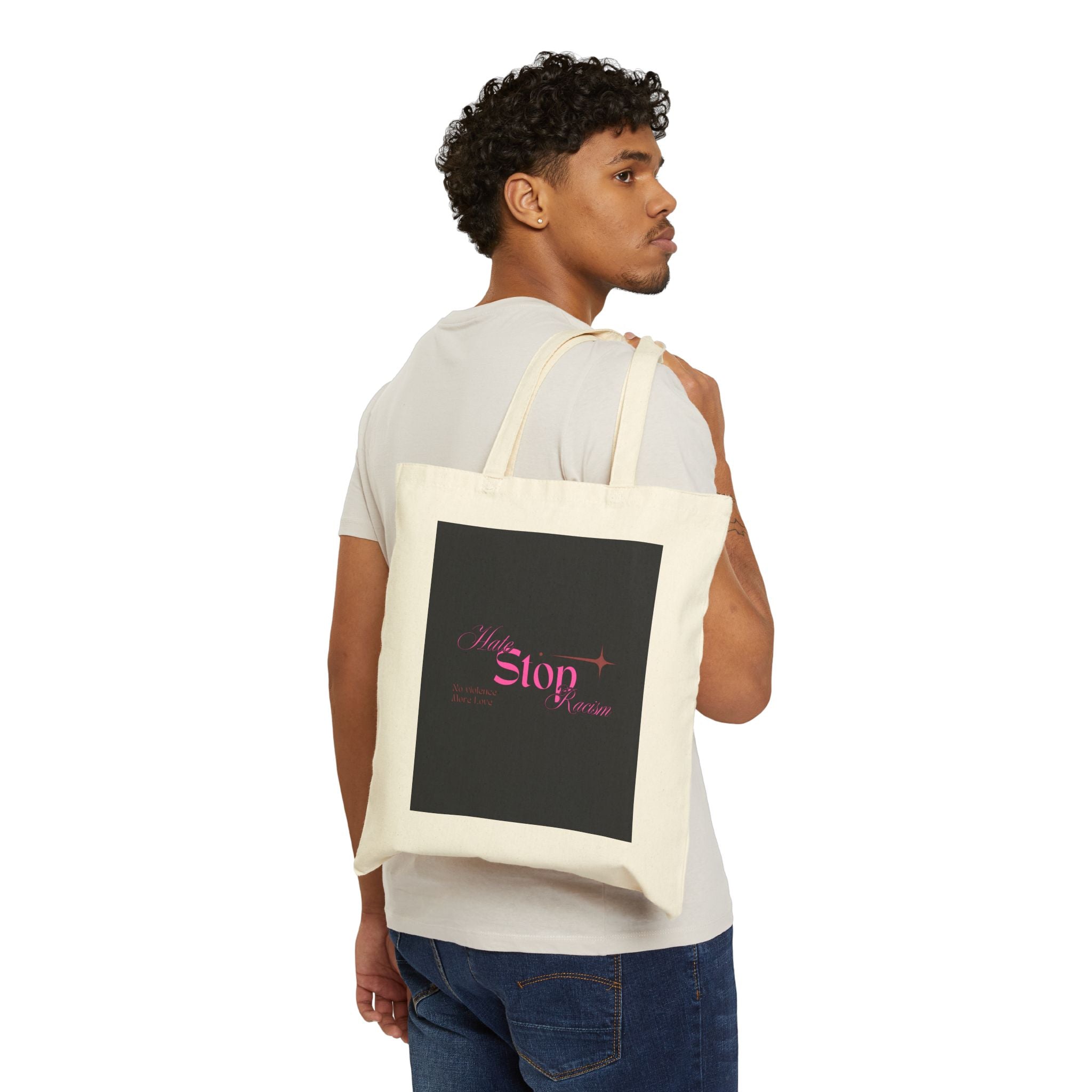 Stop Wonder Tote Bag – Pink Script Canvas Shopping Tote