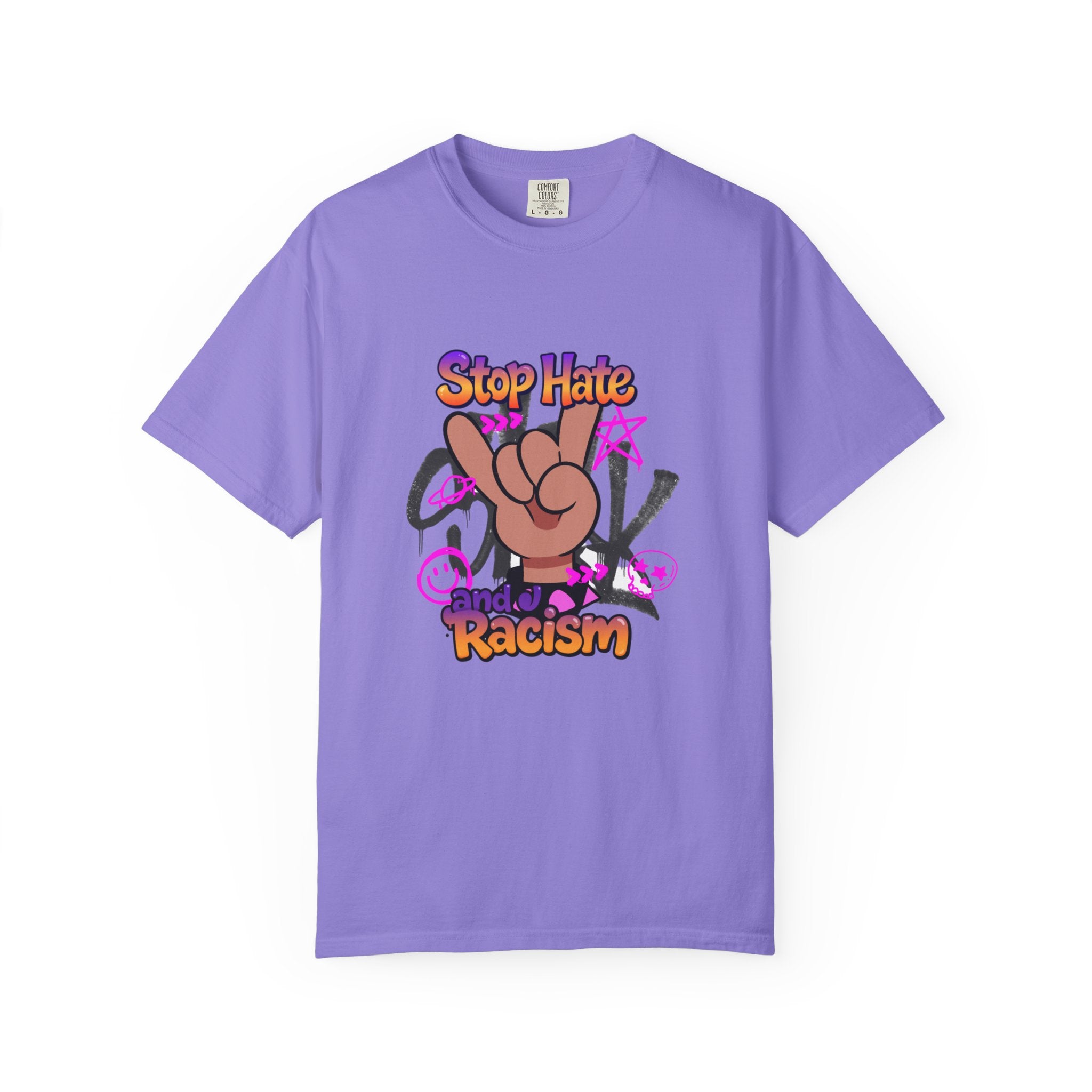 Stop Hate and Racism Graphic T-Shirt – Anti-Racism Solidarity Tee