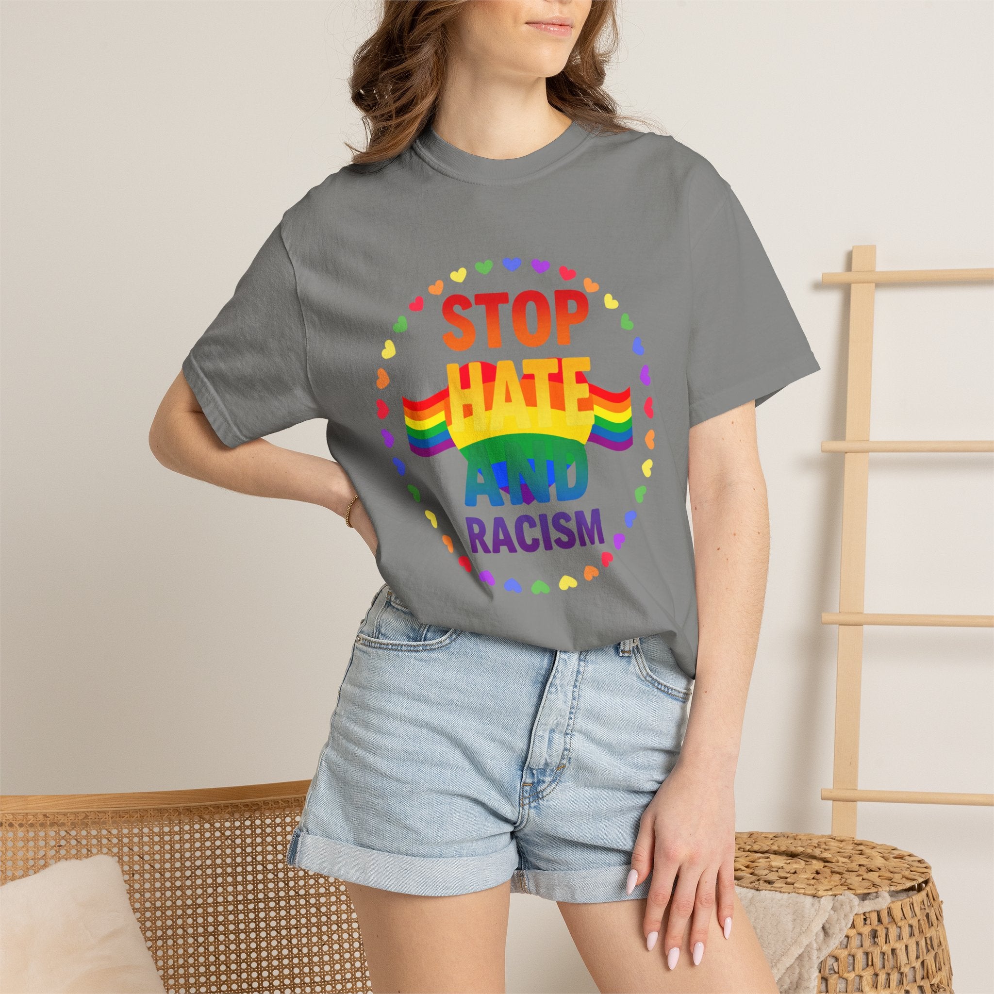 Stop Hate and Racism Rainbow T-Shirt