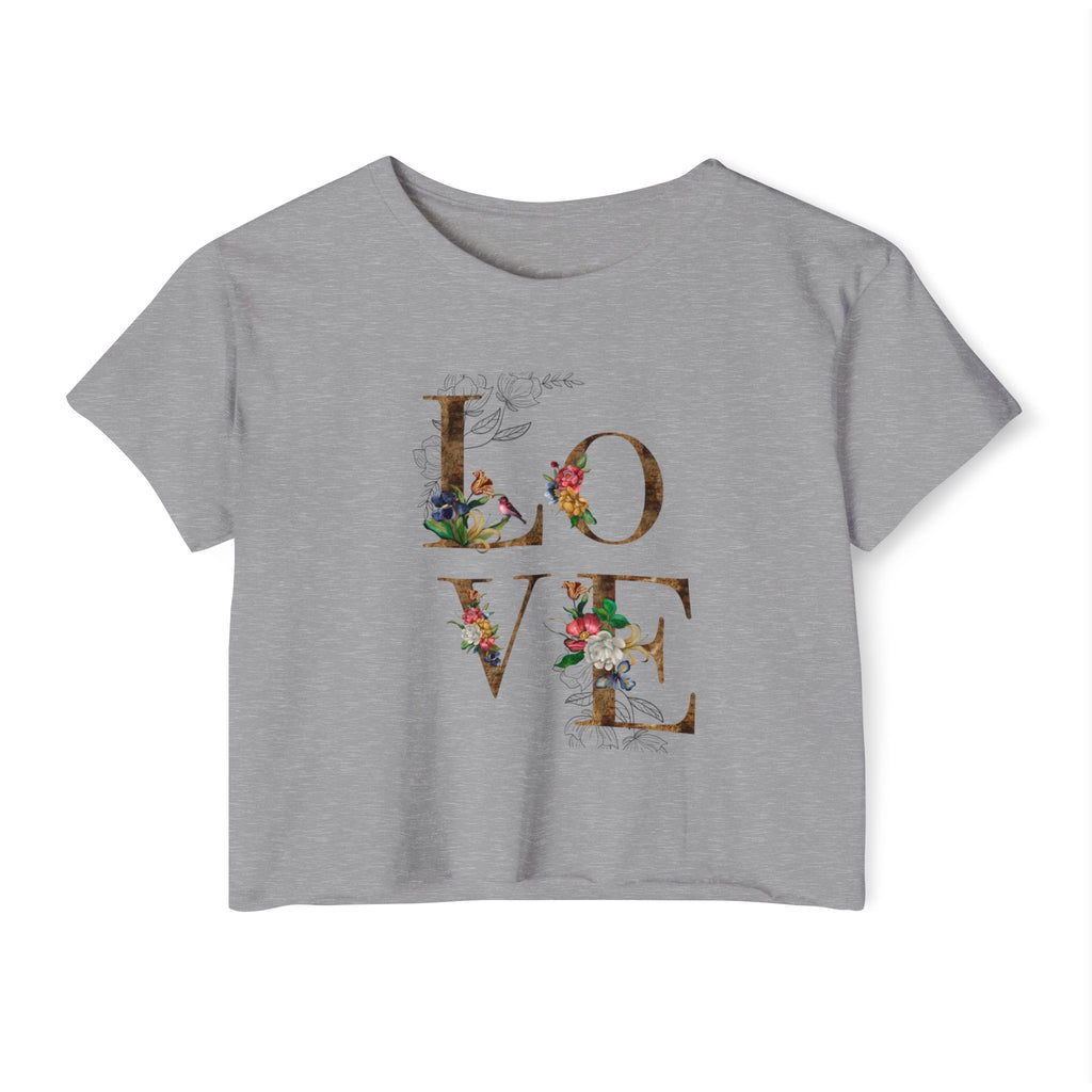 LOVE Floral Crop Top — Women's Festival Graphic Tee
