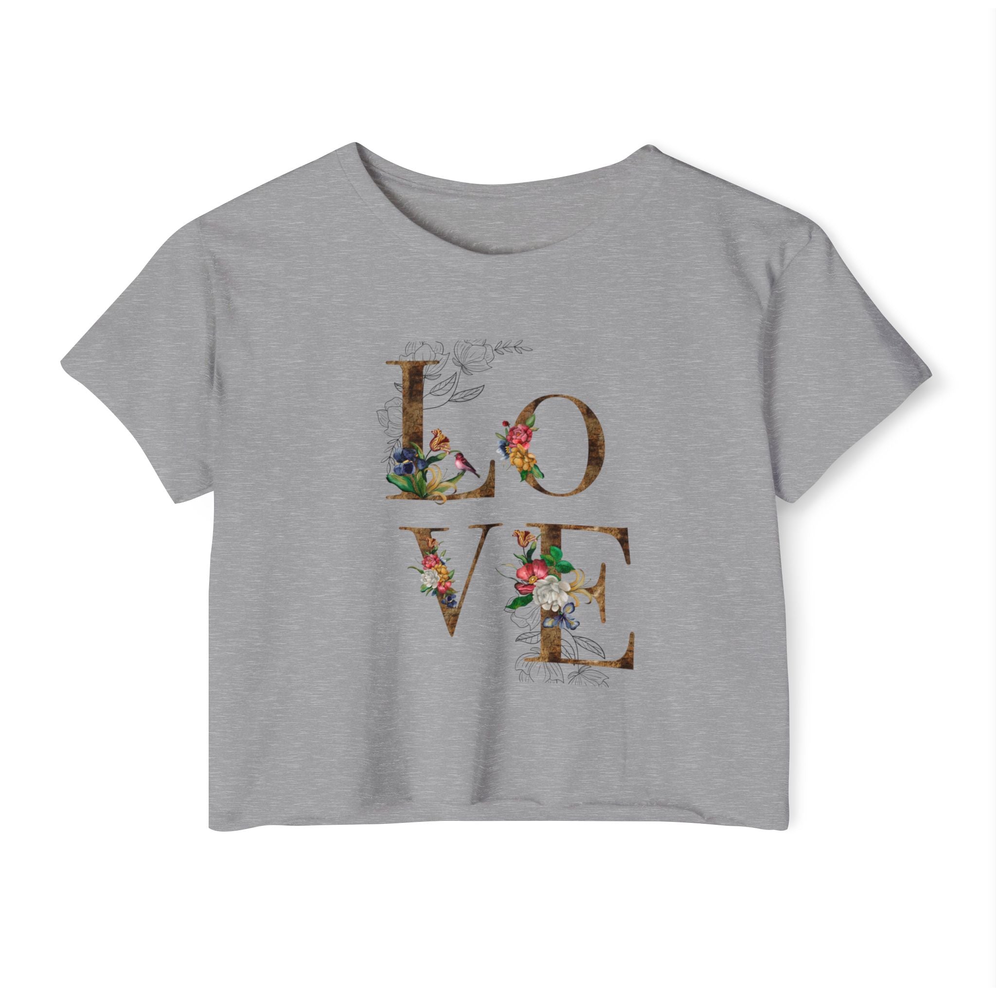 LOVE Floral Crop Top — Women's Festival Graphic Tee