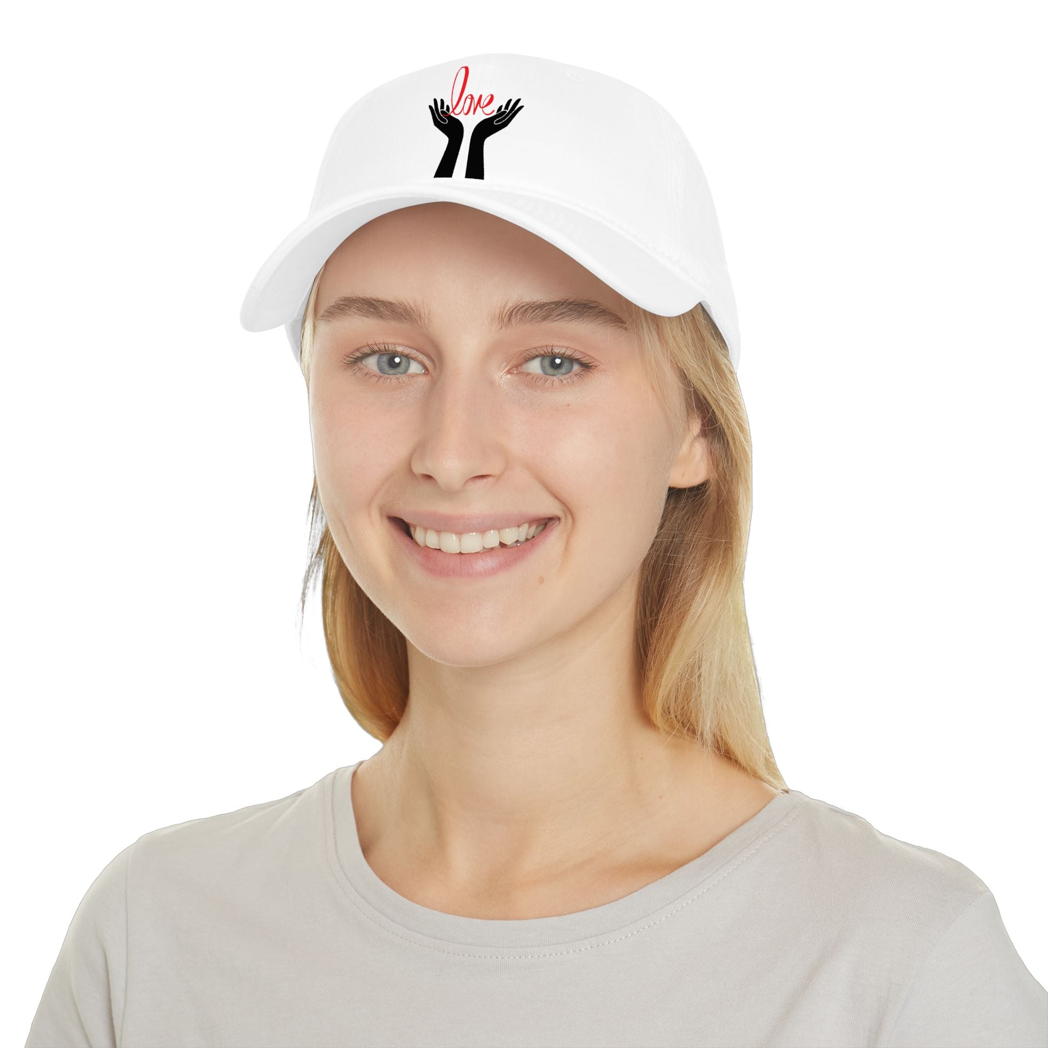 Prayer Hands Baseball Cap — Minimal Black Hands Embroidered Low Profile Hat