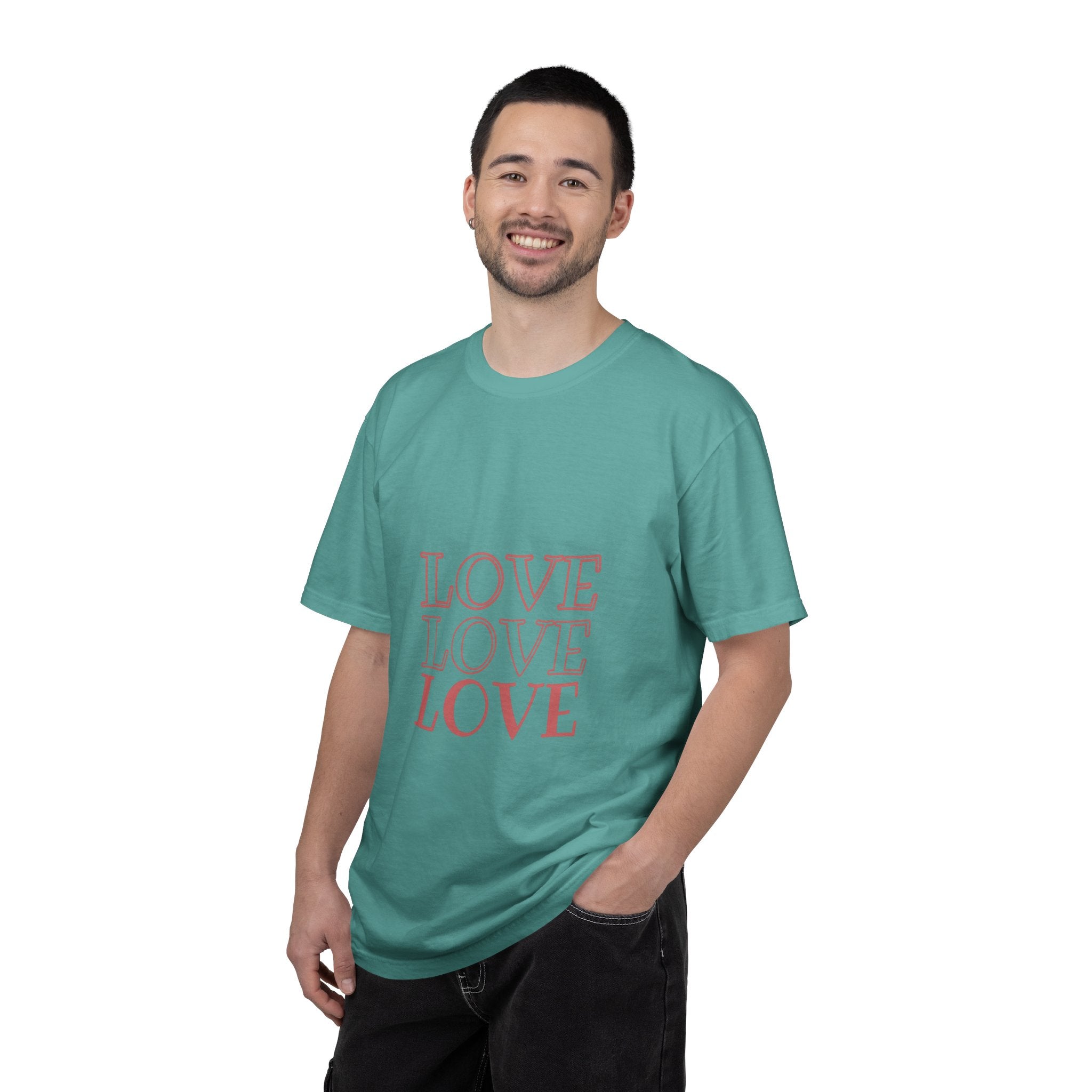 Love Love Love T-Shirt — Vintage Pink Stacked Text Tee