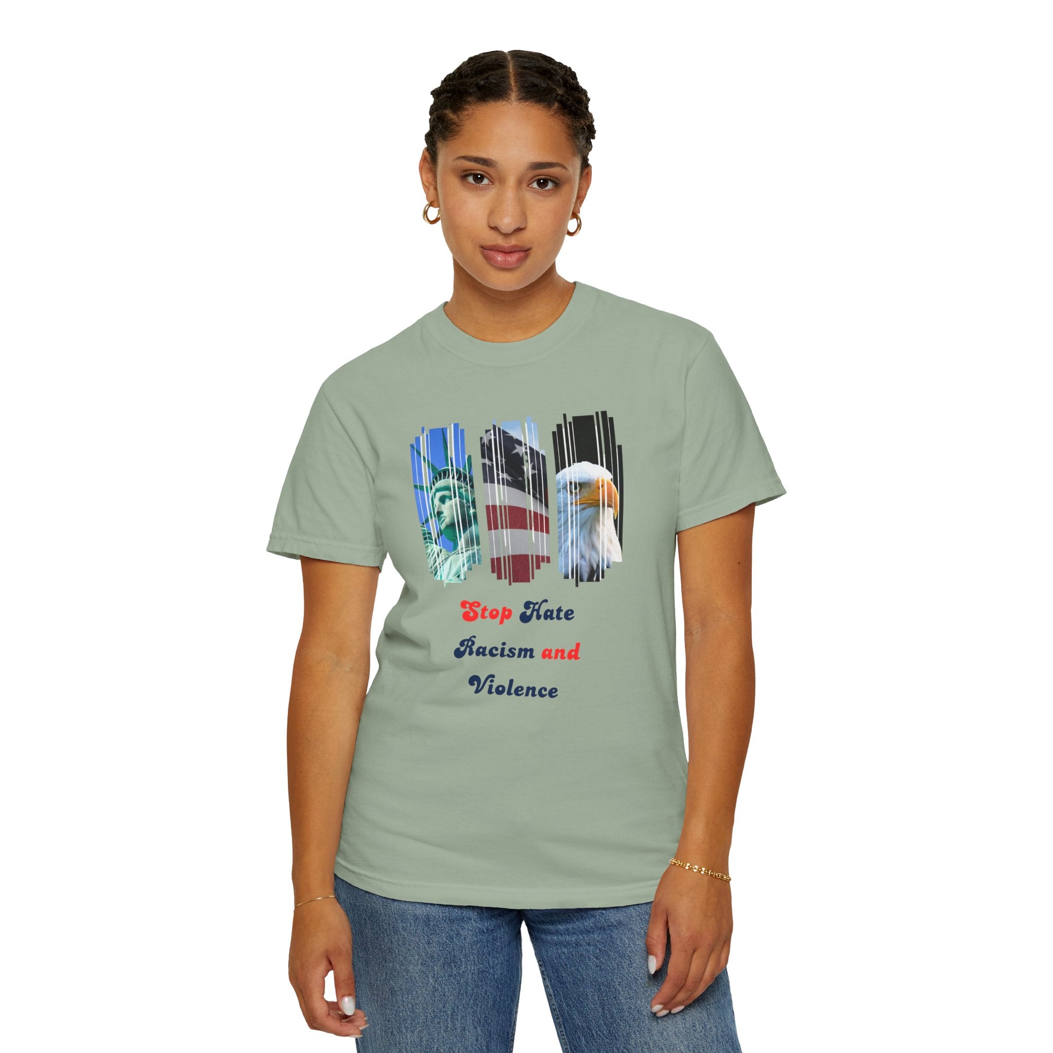 Patriotic 'Stop Hate Racism and Violence' T-Shirt
