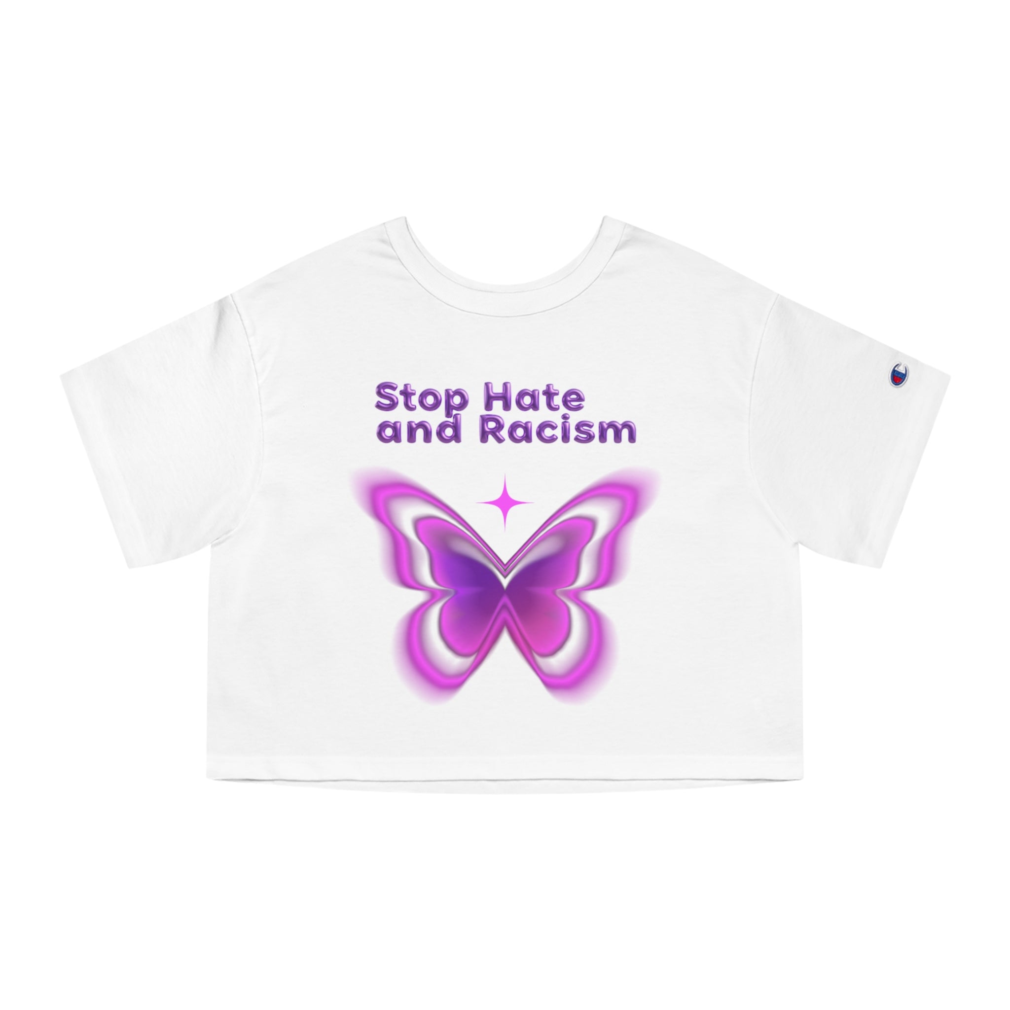 Stop Hate and Racism Butterfly Cropped Tee