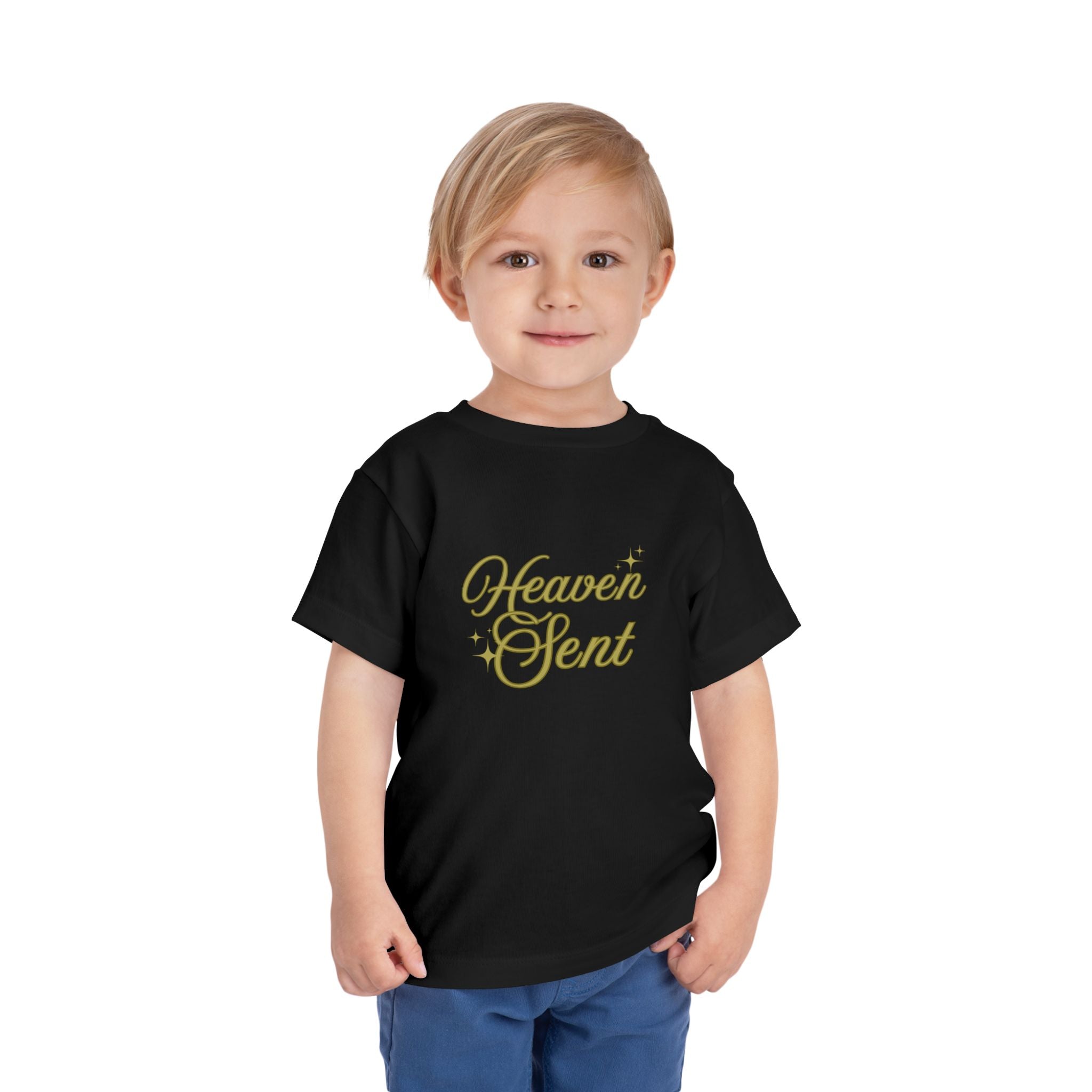 Heaven Sent Toddler Tee — Gold Script Baby Shirt