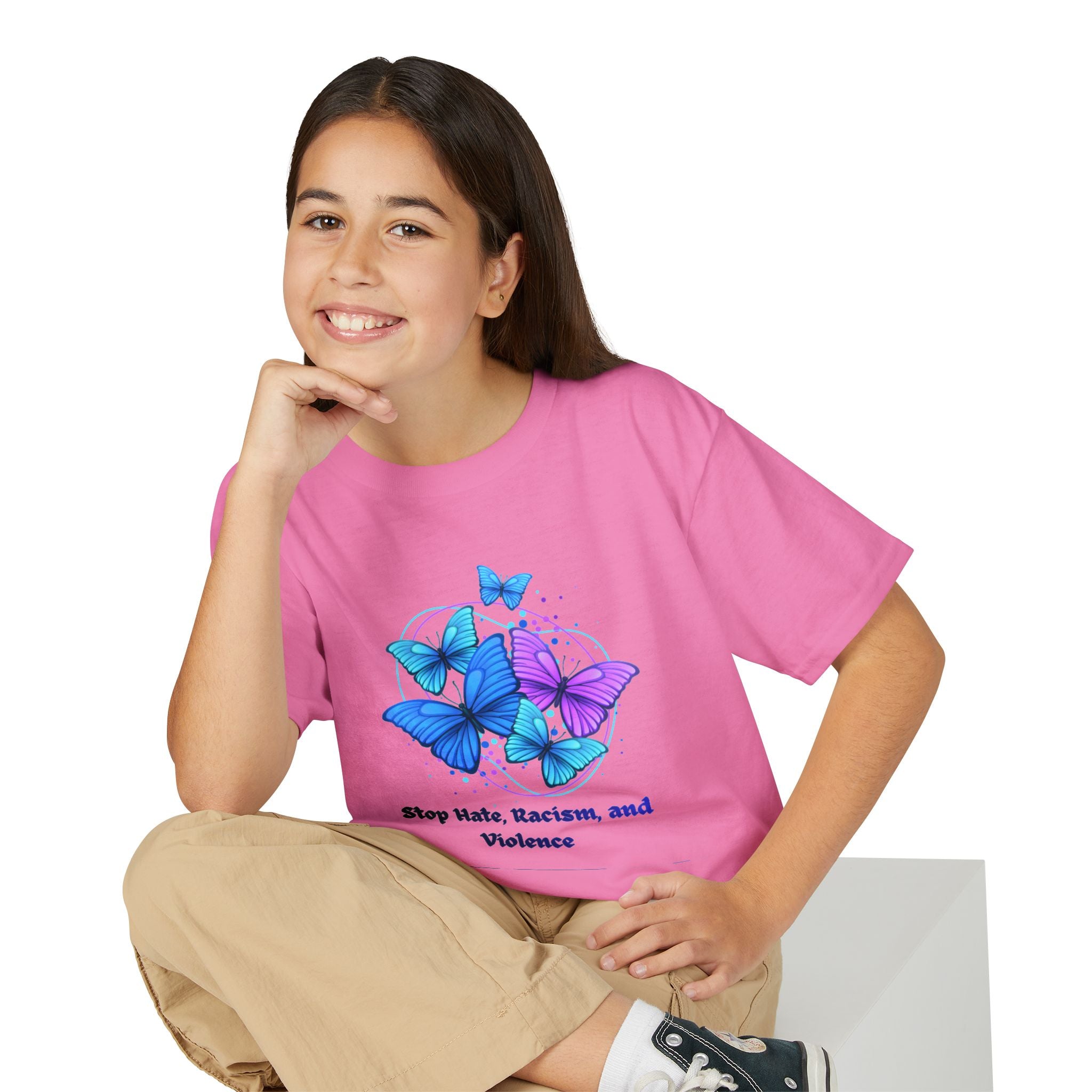 Youth Butterfly Awareness T-Shirt — "Stop Hate, Harassment, and Violence"