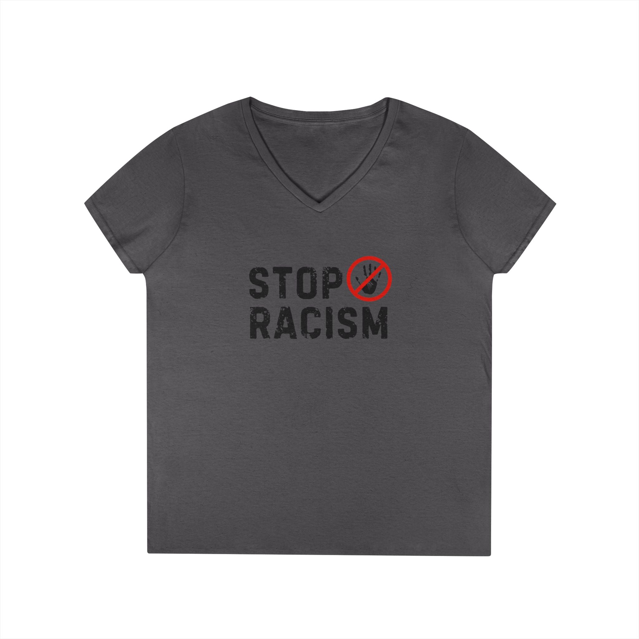 Stop Racism V-Neck T-Shirt — Anti-Racism Message Tee