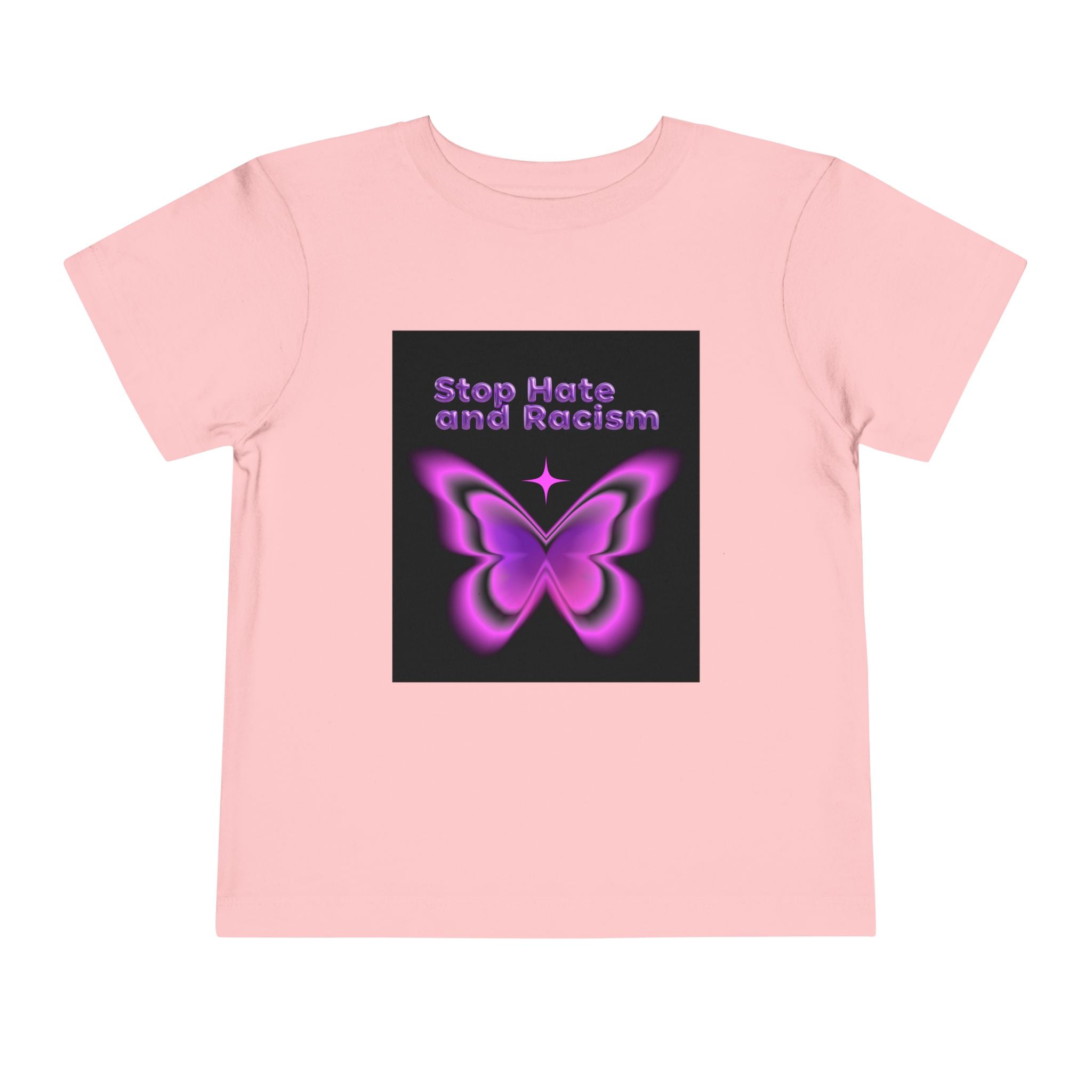 Stop Hate and Racism Toddler Tee — Purple Butterfly Anti-Racism Shirt