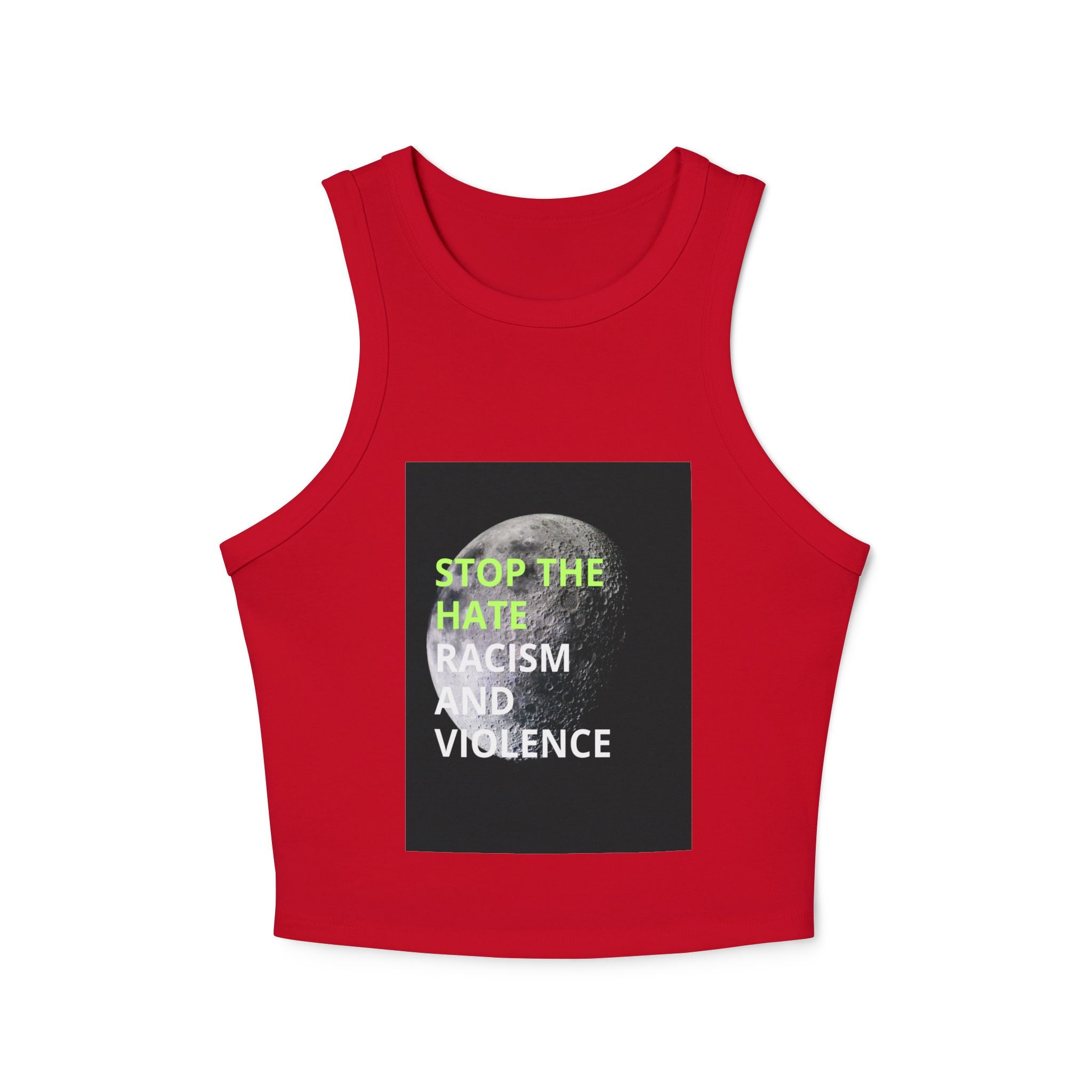 Stop the Hate Racer Tank Top — Anti-Racism Graphic Crop Tank